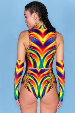 Unique Clothing -Unique Clothing lava kiss half zip crop top back view