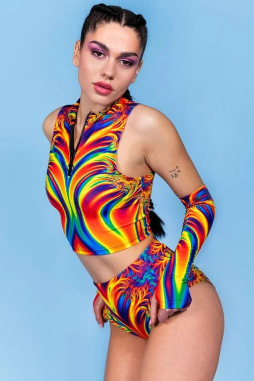 Lava Kiss Half Zip Crop Top