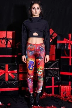 Devil Xmas Red Leggings -Unique Clothing leggings devil xmas