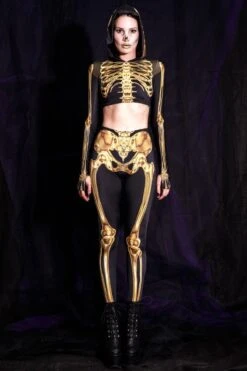 Golden Skeleton Leggings -Unique Clothing leggings gold skeleton