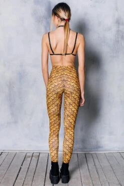 Golden Dragon Scale Leggings -Unique Clothing leggings golden dragon scale