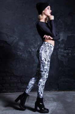 Grey Skeletons Leggings -Unique Clothing leggings grey skeleton