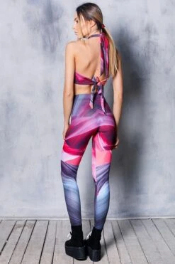 Pink Wave Leggings 9 Pink Wave Leggings -Unique Clothing leggings pink waves