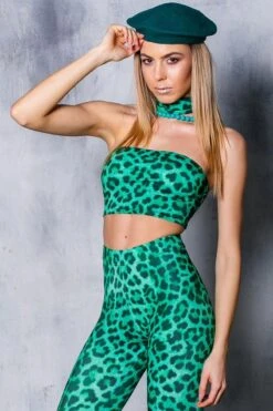 Green Leopard Choker Top
