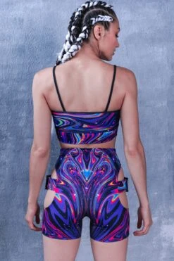 Liquid Galaxy Buckle Underboob Crop Top -Unique Clothing liquid galaxy buckle underboob crop top back view