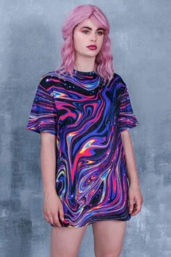 Liquid Galaxy Oversized Tee -Unique Clothing liquid galaxy oversized tee front view