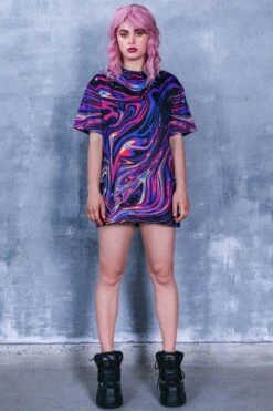 Liquid Galaxy Oversized Tee -Unique Clothing liquid galaxy oversized tee full view