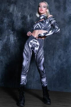 Liquid Steel Leggings -Unique Clothing liquid steel leggings front view