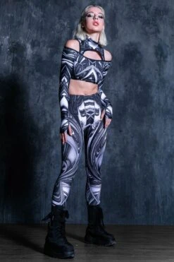 Liquid Steel Leggings -Unique Clothing liquid steel leggings full view