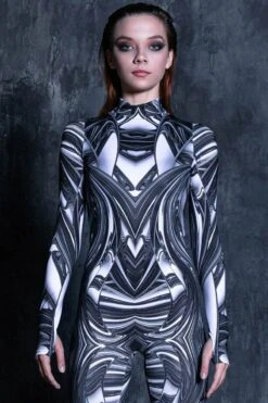 Liquid Steel Rave Costume -Unique Clothing liquid steel rave costume close view
