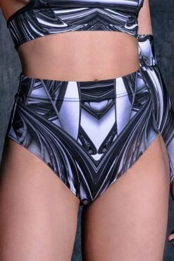 Liquid Steel Rave Shorts Set 8 Liquid Steel Rave Shorts Set -Unique Clothing liquid steel rave shorts set close view