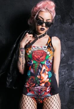 Love & Cursed One Piece Swimsuit -Unique Clothing love cursed one piece swimsuit