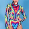 Lovestruck Long Sleeved Bodysuit -Unique Clothing lovestruck long sleeved bodysuit close view