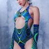 Midnight Raver Cut Out Bodysuit 1 Midnight Raver Cut Out Bodysuit -Unique Clothing midnight raver cut out bodysuit side view