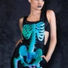 Mint Skeleton Overalls 2 Mint Skeleton Overalls -Unique Clothing mint skeleton overalls side view