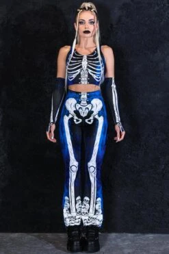 Moonlight Skeleton Flare Pants -Unique Clothing moonlight skeleton bell bottoms front view