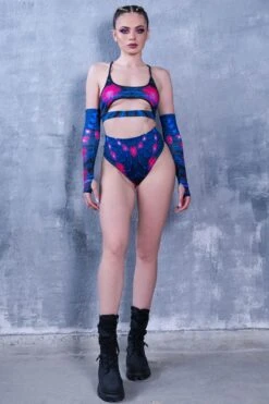 Neon Blast Underboob Rave Top -Unique Clothing neon blast underboob rave top full view