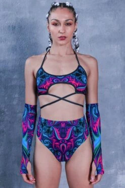 Neon Midnight Thong Shorts Set -Unique Clothing neon midnight thong shorts set front view