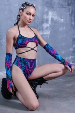 Neon Midnight Booty Thong Shorts -Unique Clothing neon midnight thong shorts side view