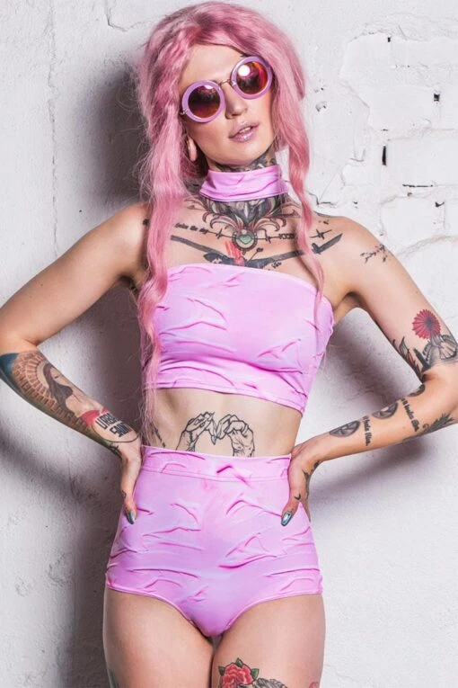 Pink Cream Shorts Set