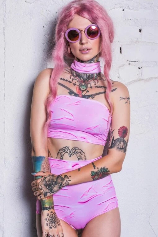Pink Cream Choker Boob Tube