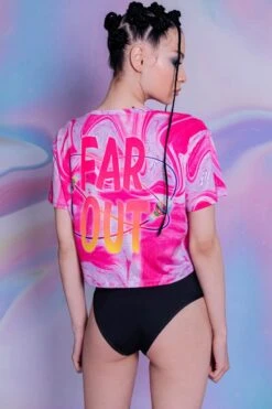 Pink Outer Space Cropped Tee -Unique Clothing pink outer space crop tee back view