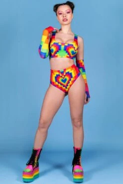 Pixel Love Bra Top -Unique Clothing pixel love bra top front view