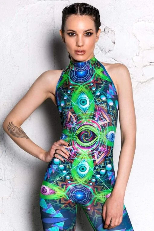 Psychedelic Travel Sleeveless Catsuit