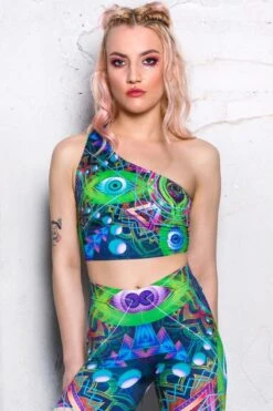 Psychedelic Travel One Shoulder Top -Unique Clothing psychedelic travel one shoulder top