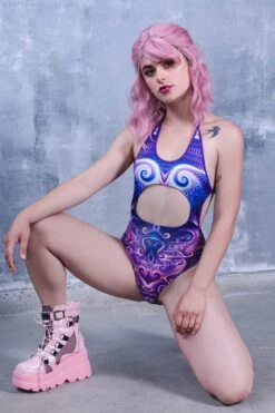 Purple Acid Cut Out Bodysuit