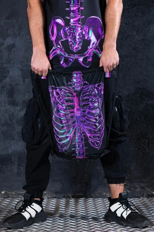 Purple Skeleton Drawstring Bag