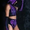 Purple Skeleton Hooded Crop Top -Unique Clothing purple skeleton hooded crop top close view