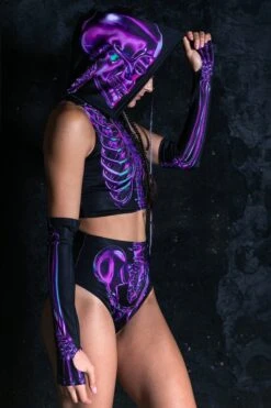 Purple Skeleton Hooded Crop Top