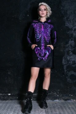 Purple Skeleton Hoodie Dress 9 Purple Skeleton Hoodie Dress -Unique Clothing purple skeleton hoodie dress full view