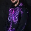 Purple Skeleton Men Hoodie -Unique Clothing purple skeleton men hoodie close view