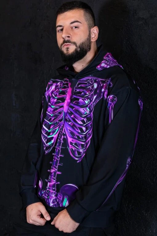 Purple Skeleton Men Hoodie