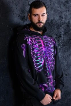Purple Skeleton Men Hoodie 8 Purple Skeleton Men Hoodie -Unique Clothing purple skeleton men hoodie side view