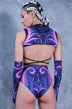 Purple Swirl Booty Shorts -Unique Clothing purple swirl booty shorts back view
