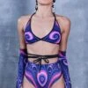 Purple Swirl Triangle Wrap Around Top -Unique Clothing purple swirl triangle wrap around top front view