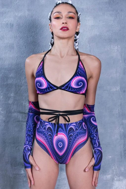 Purple Swirl Triangle Wrap Around Top
