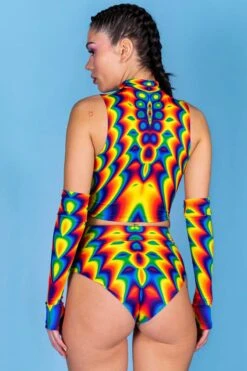 Rainbow Bloom Booty Shorts Set -Unique Clothing rainbow bloom booty shorts set back view