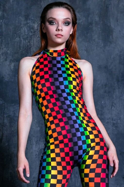 Rainbow Checkered Catsuit