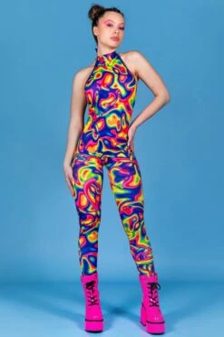 Rainbow Dreams Catsuit -Unique Clothing rainbow dreams catsuit side view