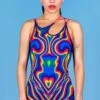 Rainbow Hypnosis Jumpsuit -Unique Clothing rainbow hypnosis jumpsuit close view