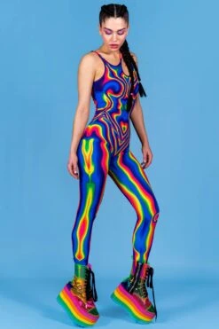 Rainbow Hypnosis Jumpsuit 9 Rainbow Hypnosis Jumpsuit -Unique Clothing rainbow hypnosis jumpsuit side view