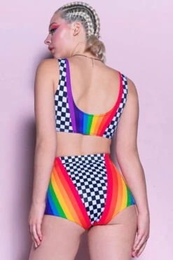 Rainbow Mate Booty Shorts -Unique Clothing rainbow mate booty shorts back view