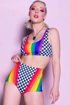 Rainbow Mate Bra Top -Unique Clothing rainbow mate bra top close view