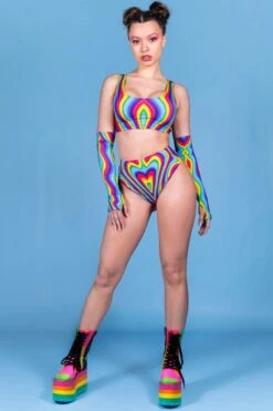 Rainbow Meltdown Bra Top -Unique Clothing rainbow meltdown bra top front view