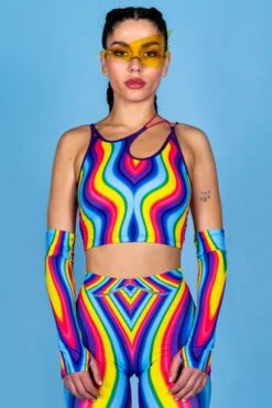 Rainbow Meltdown Crop Top -Unique Clothing rainbow meltdown crop top close view
