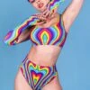 Rainbow Meltdown Thong Shorts Set -Unique Clothing rainbow meltdown thong shorts set side view